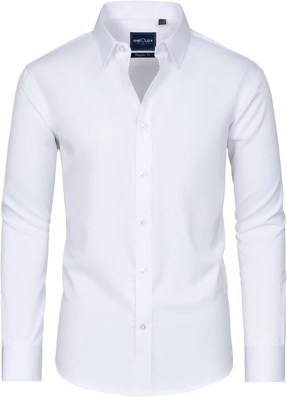 Alimens & Gentle Mens Stain Shield Dress Shirts Slim Fit Button Down Shirt All White