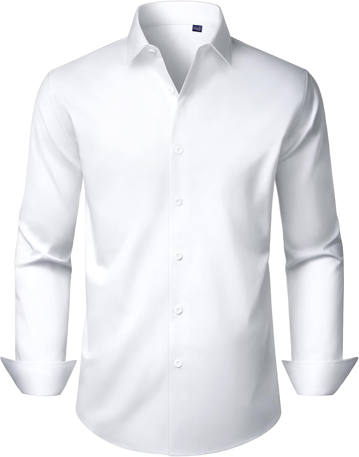 Men’s Dress Shirts Long Sleeve Stretch Wrinkle Free Work Button Down Shirt White