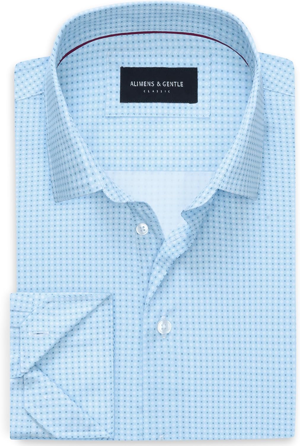 Alimens & Gentle Mens Printed Dress Shirts Long Sleeve Wrinkle Free Button Down Shirt Regular Fit Casual Business Tops Blue Cube