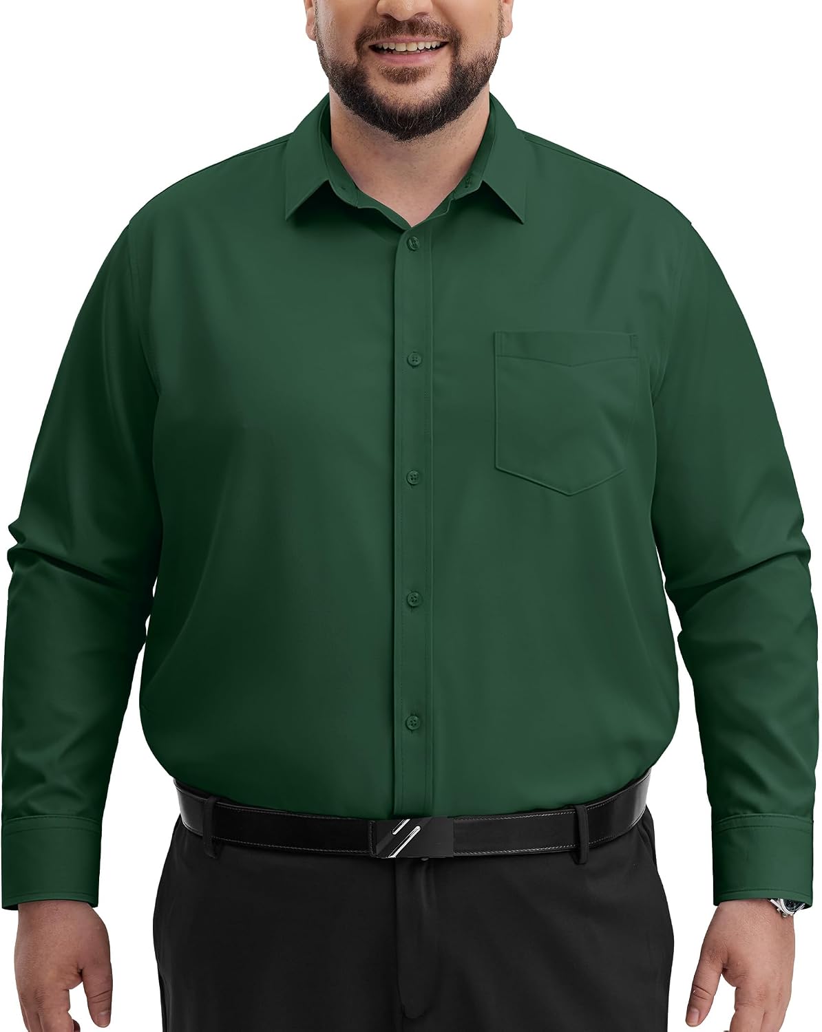 Alimens & Gentle Big and Tall Dress Shirts for Men with Pocket(2XL-6XL B＆T) Dark Green