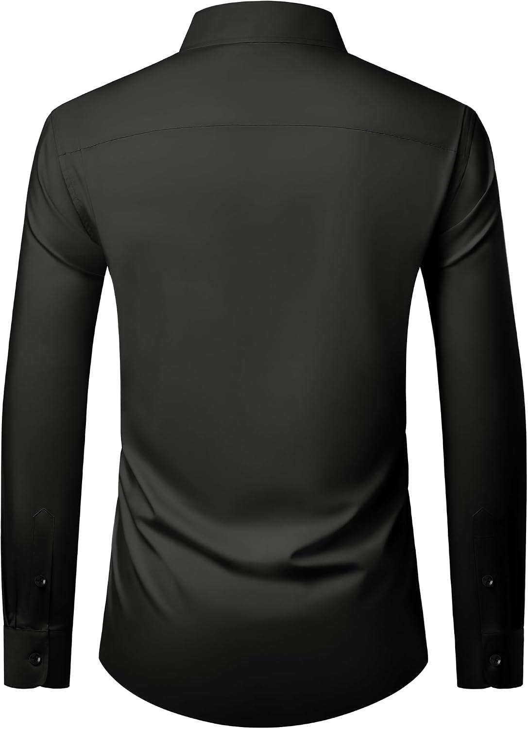 Men's Long Sleeve Dress Shirts Wrinkle Free Stretch Button Down Shirt Black