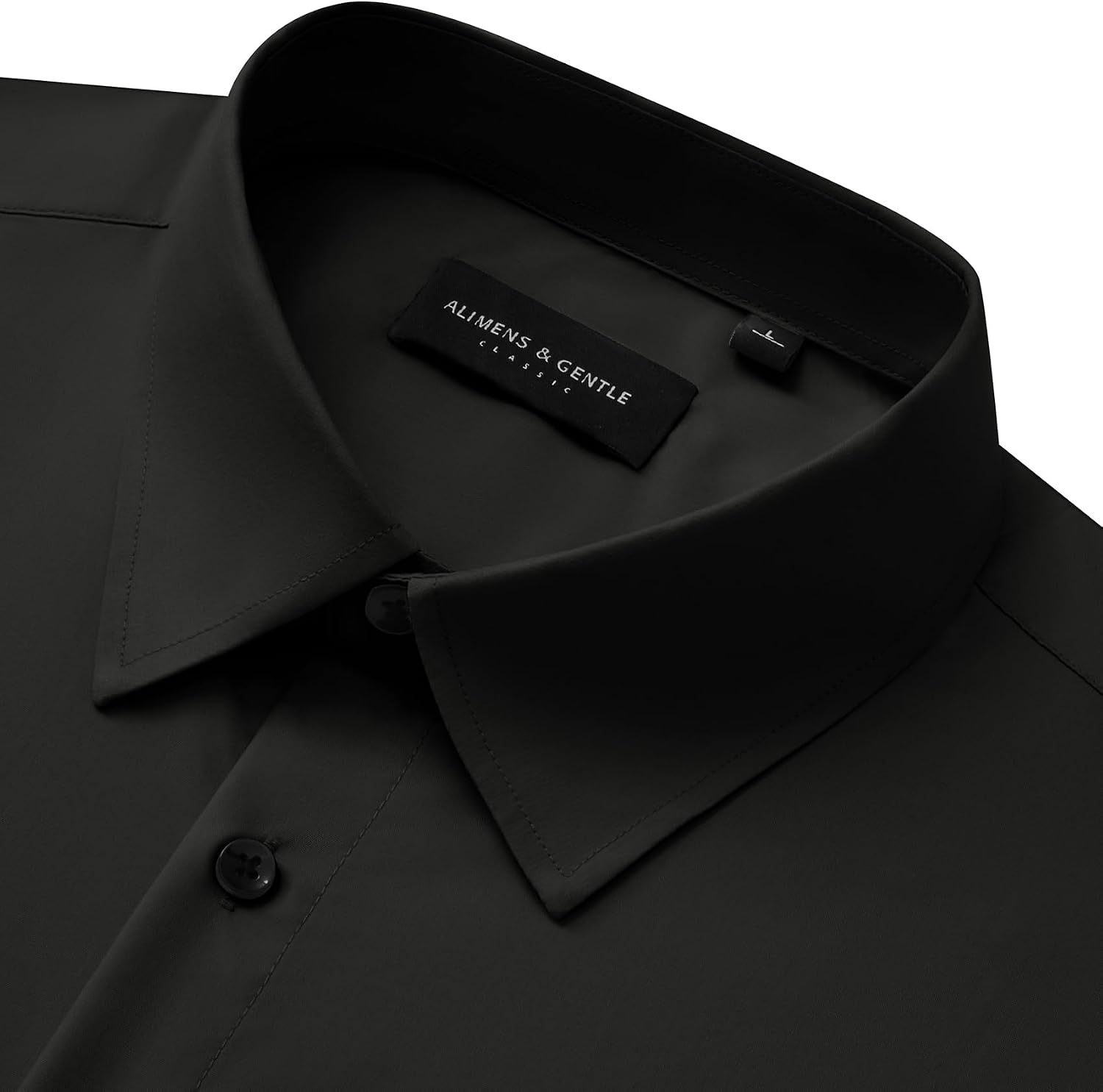 Men's Long Sleeve Dress Shirts Wrinkle Free Stretch Button Down Shirt Black