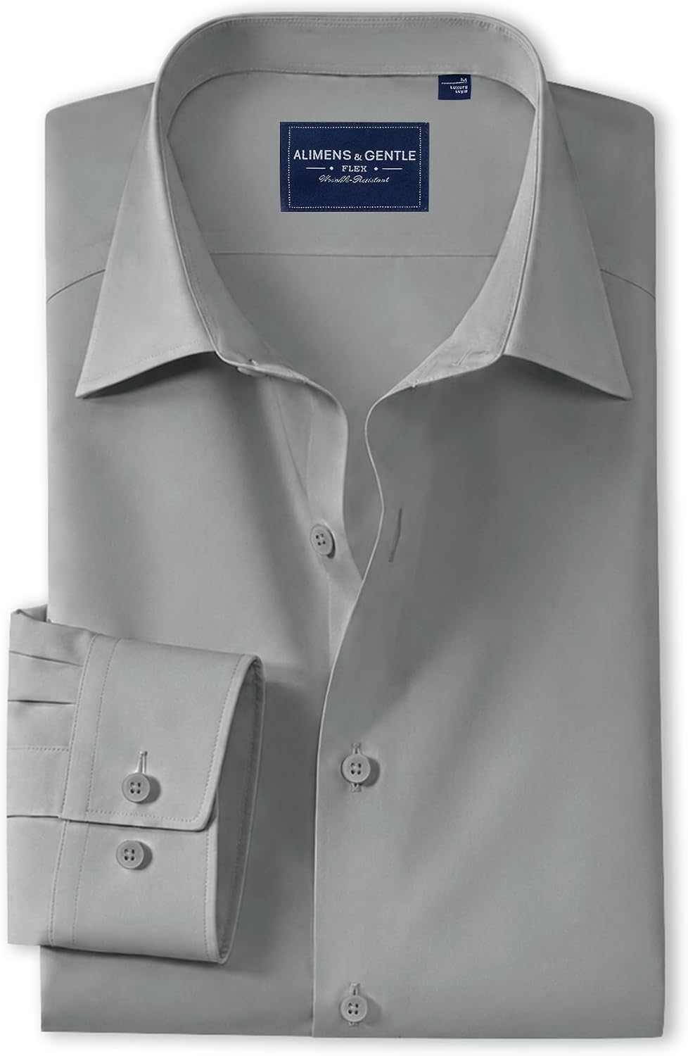 Alimens & Gentle Men's Premium Dress Shirts - Mulberry Silk Modal Performance Wrinkle Free Button Down Shirt Light Grey