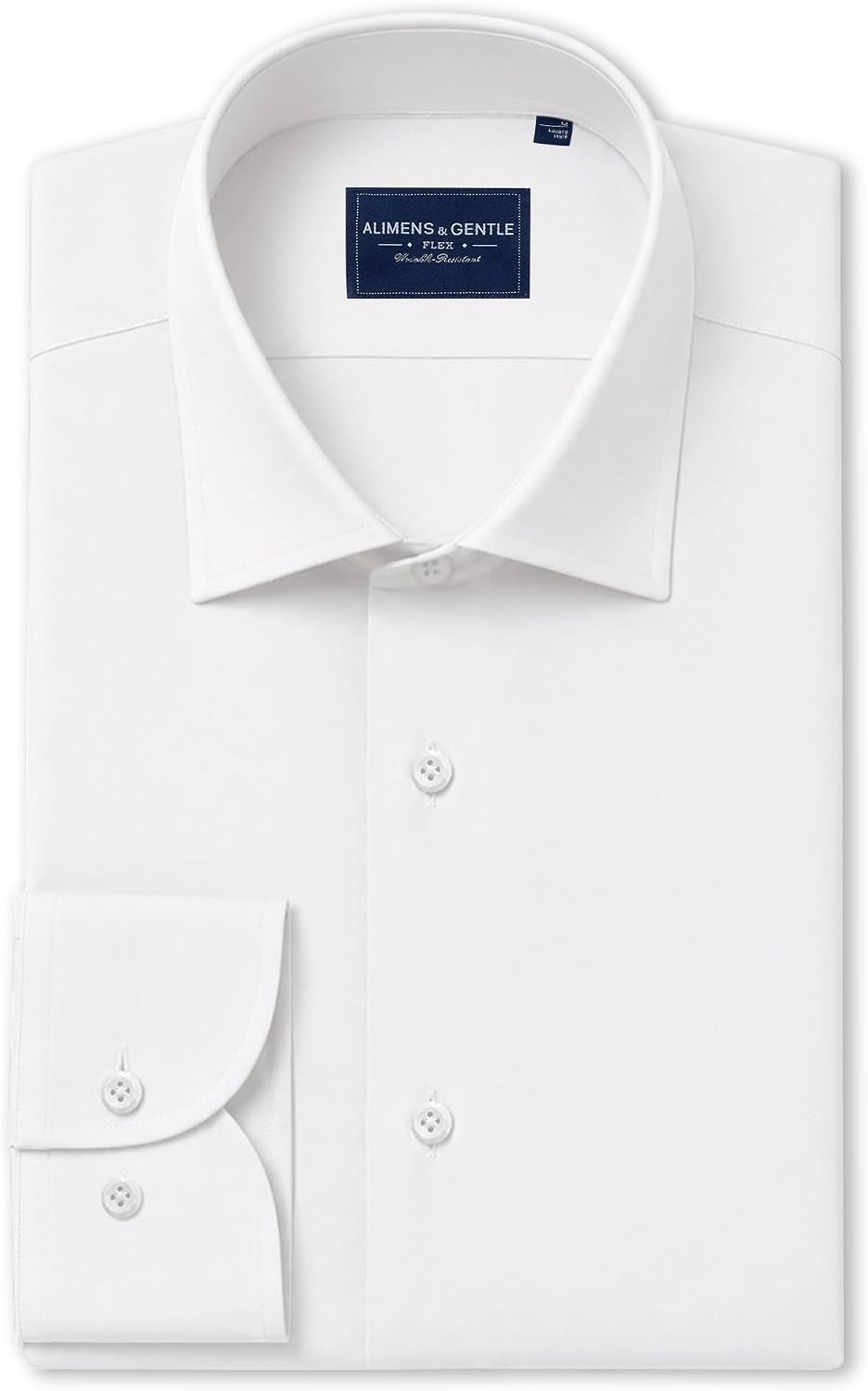 Men's Silk-Blend Dress Shirt Long Sleeve Regular Fit Button Down Shirts White