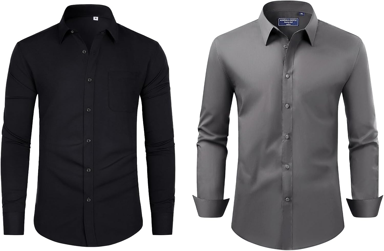 Alimens & Gentle Mens Dress Shirts Stretch Long Sleeve Collared Casual Solid Wedding Business Wedding Button Down Shirts