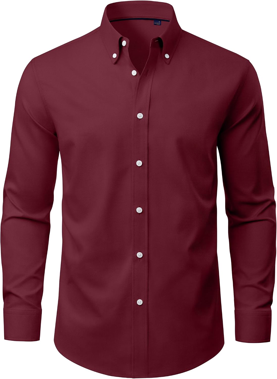 Alimens & Gentle Mens Oxford Shirts Stretch Long Sleeve Dress Shirt for Men Burgundy