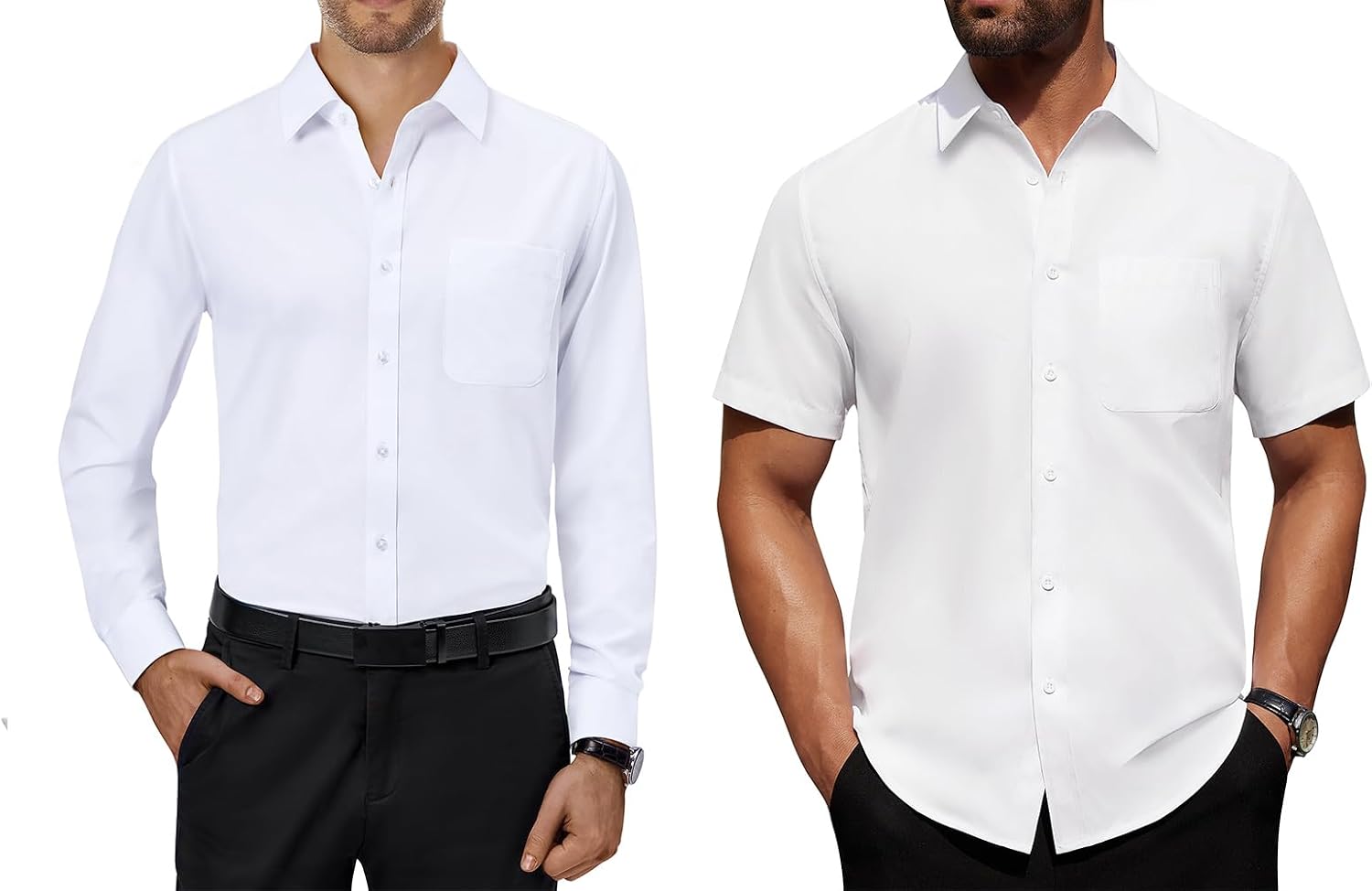 Alimens & Gentle Mens Dress Shirts Wrinkle Free Solid Button Down Shirts for Summer Business Wedding
