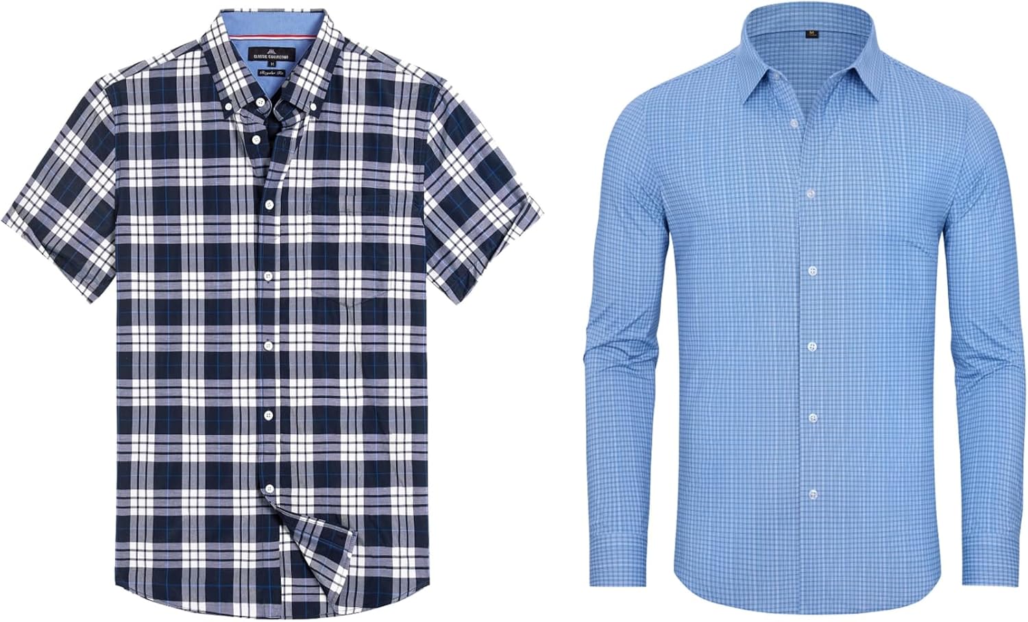 Alimens & Gentle Mens Plaid Shirt Casual Business Gingham Shirts