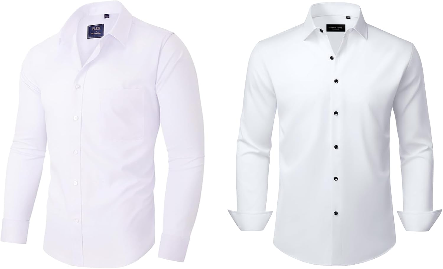 Alimens & Gentle Men's Dress Shirts Long Sleeve Wrinkle-Free Stretch Shirts Solid Formal Button Down Shirt Wedding Dating