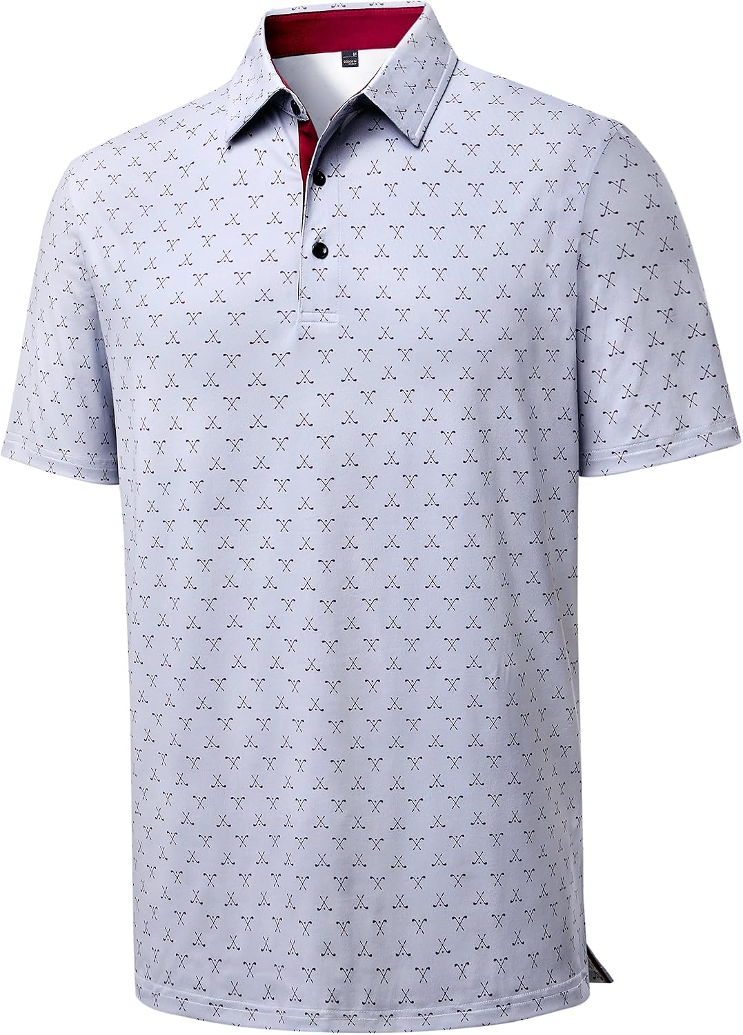 Mens Polo Shirts Dry Fit Breathable Printed Golf Shirt Summer Light Gray Golf