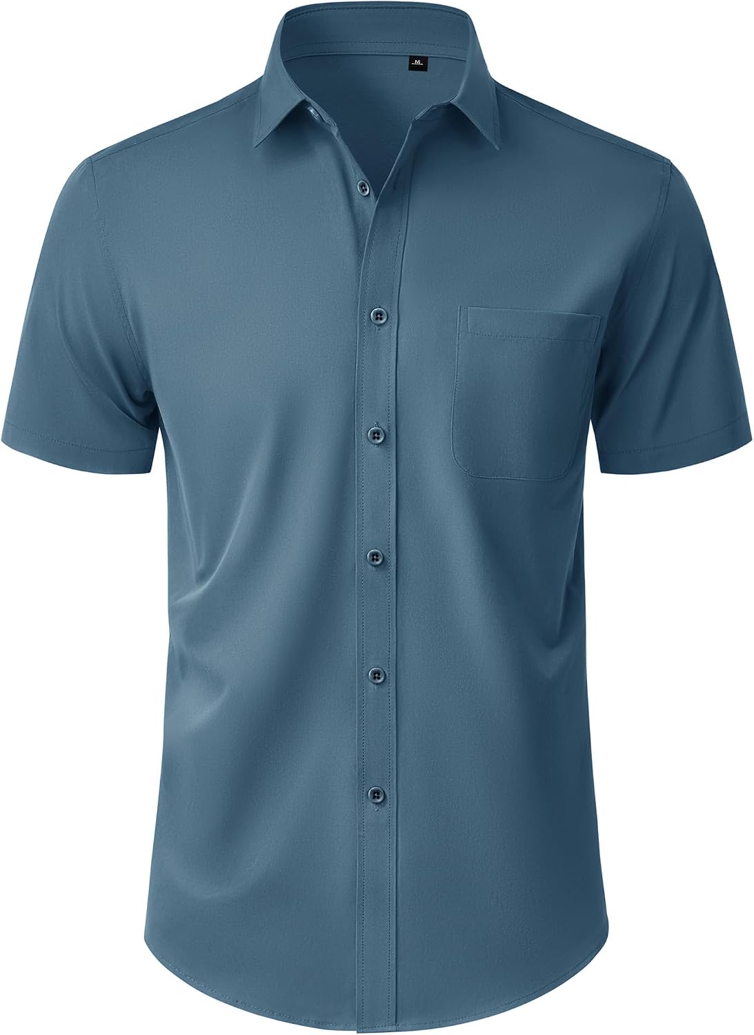 Mens Teal Dress Shirt Short Sleeve Wrinkle Free Work Button Down Shirt 2XL