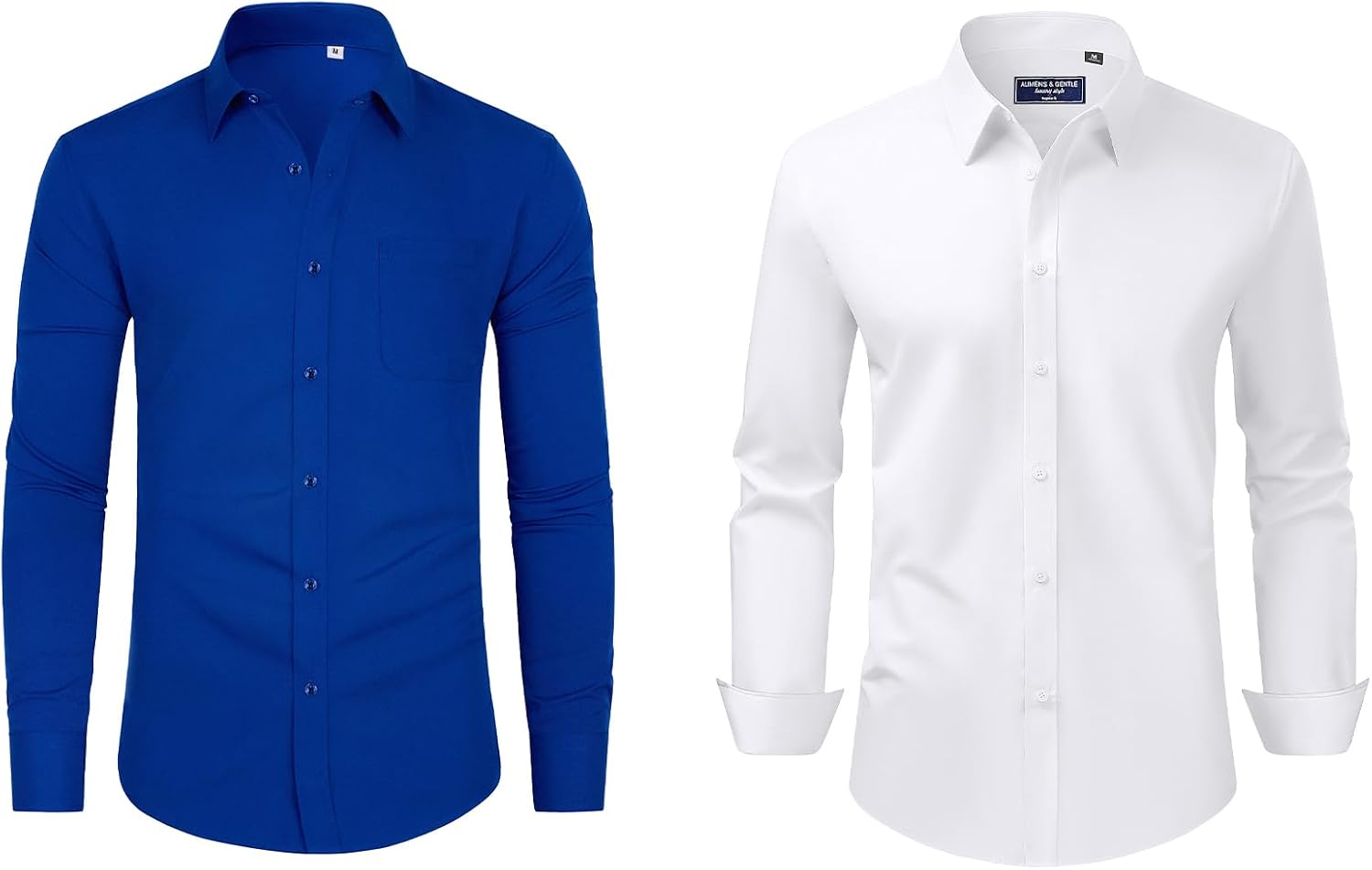 Alimens & Gentle Mens Dress Shirts Stretch Long Sleeve Collared Casual Solid Wedding Business Wedding Button Down Shirts