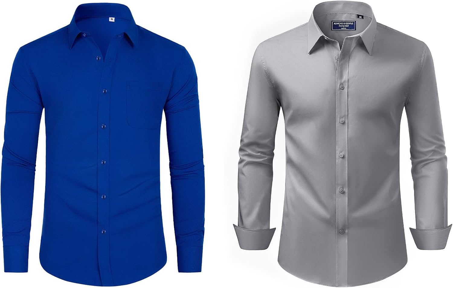 Alimens & Gentle Mens Dress Shirts Stretch Long Sleeve Collared Casual Solid Wedding Business Wedding Button Down Shirts