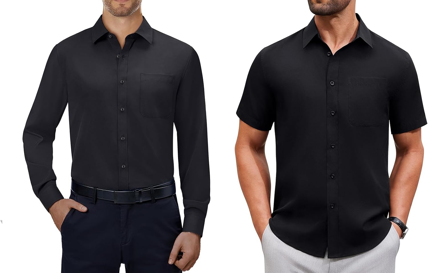 Alimens & Gentle Mens Dress Shirts Wrinkle Free Solid Button Down Shirts for Summer Business Wedding