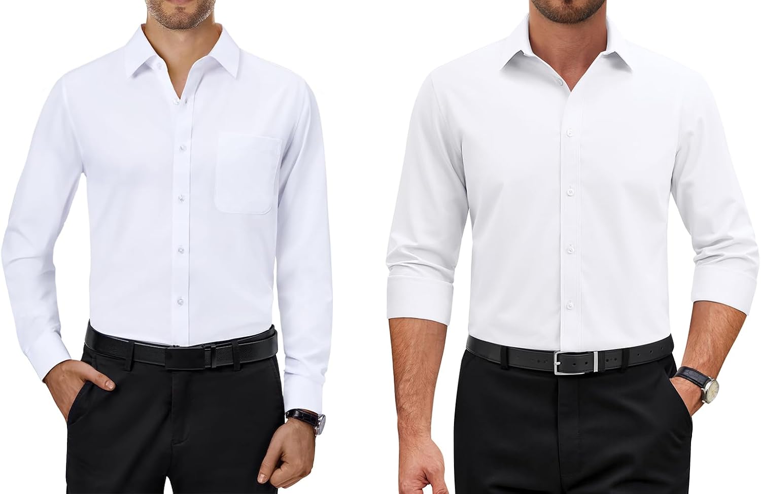 Alimens & Gentle Mens Dress Shirts Solid Long Sleeve Stretch Casual Wedding Formal Business Button Down Shirts