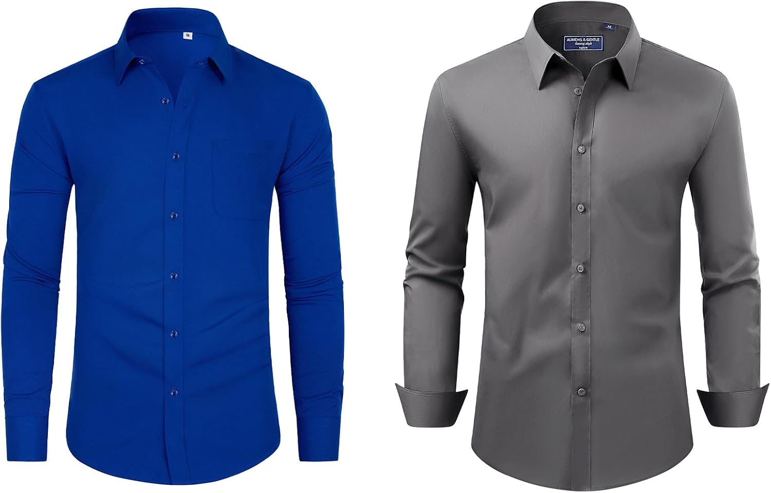 Alimens & Gentle Mens Dress Shirts Stretch Long Sleeve Collared Casual Solid Wedding Business Wedding Button Down Shirts
