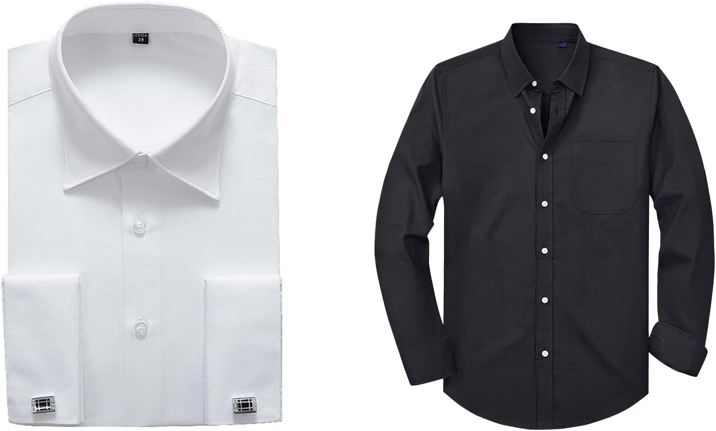Alimens & Gentle Mens French Cuff Dress Shirt and Oxford Shirts with Pocket