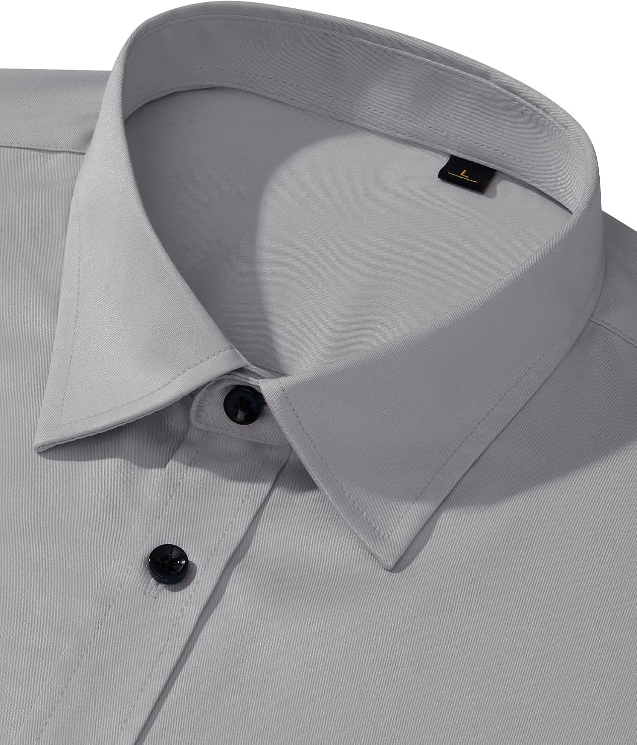 Mens Dress Shirt Long Sleeve Wrinkle Free Stretch Button Down Shirts Grey
