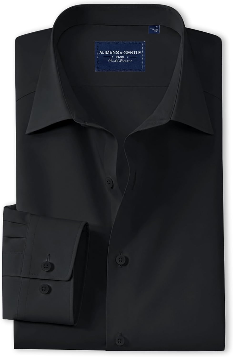 Alimens & Gentle Men's Premium Dress Shirts - Mulberry Silk Modal Performance Wrinkle Free Button Down Shirt Black