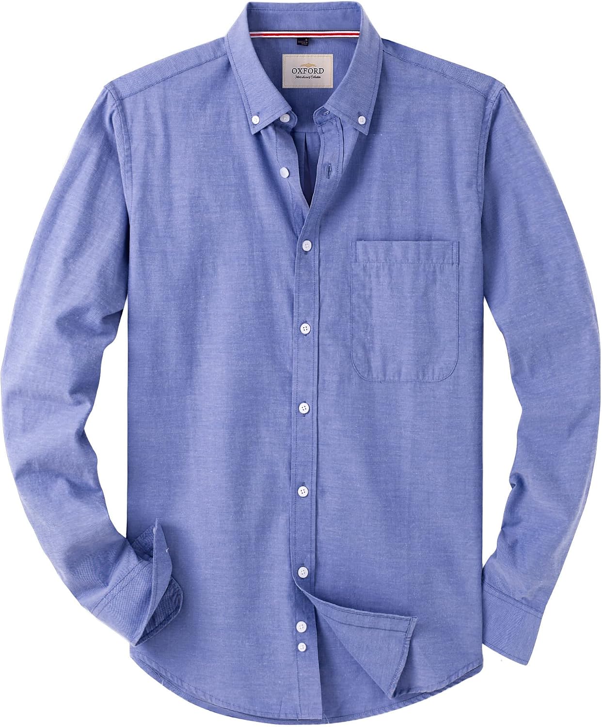 Alimens & Gentle Mens Solid Oxford Shirt Long Sleeve Dress Shirt Work Casual Button Down Shirts with Pocket Aroyal Blue