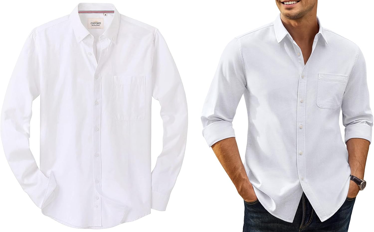 Alimens & Gentle Mens Oxford Shirts Solid Long Sleeve Dress Shirt for Men