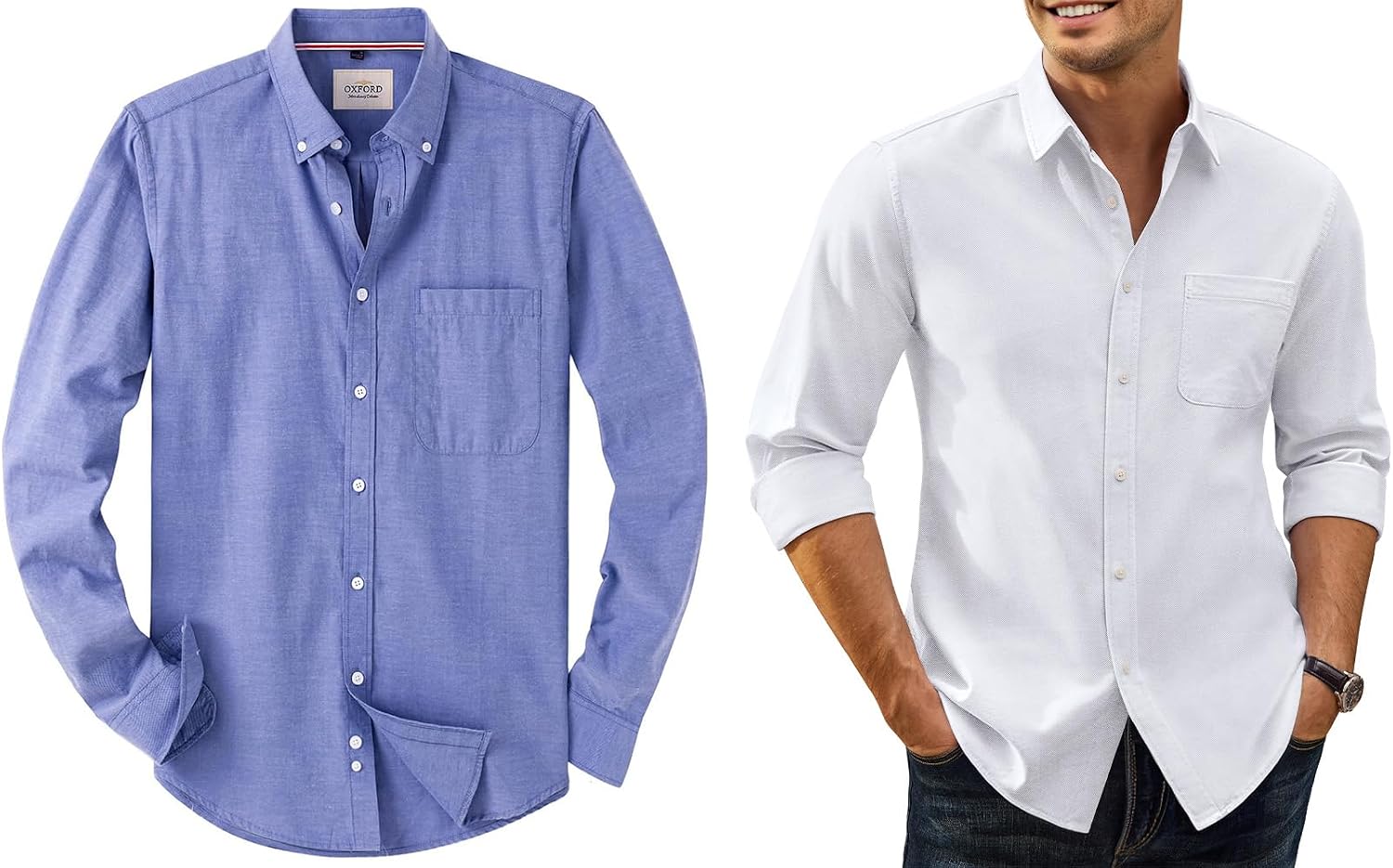 Alimens & Gentle Mens Oxford Shirts Solid Long Sleeve Dress Shirt for Men