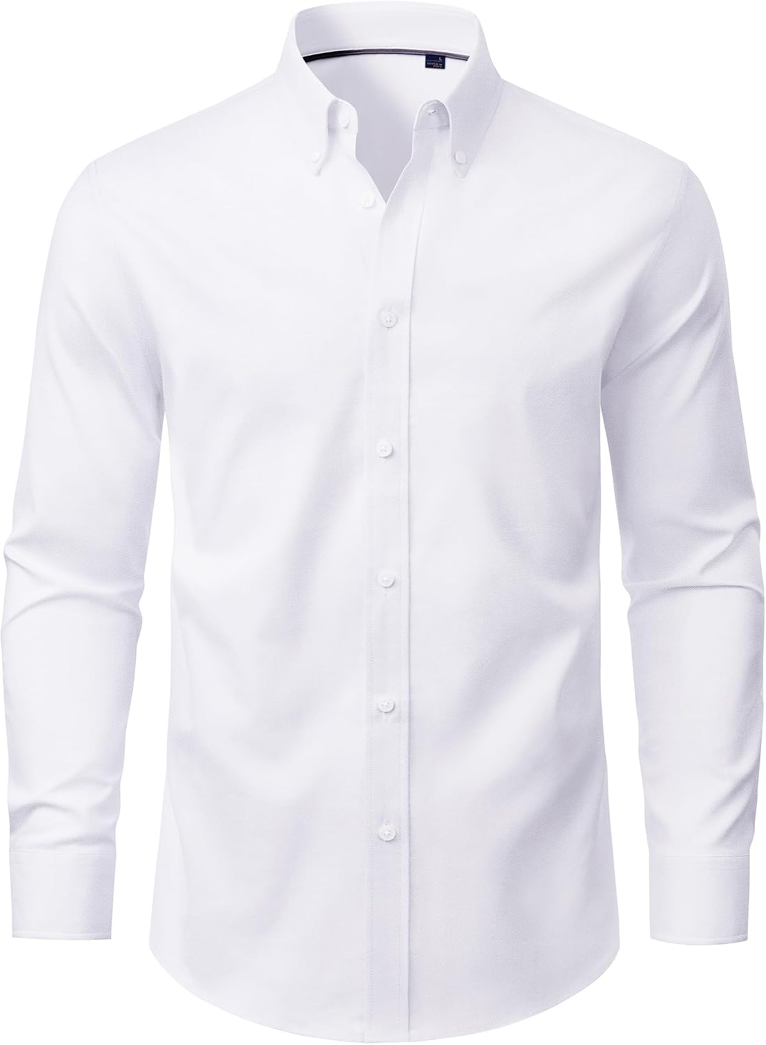 Alimens & Gentle Mens Oxford Shirts Stretch Long Sleeve Dress Shirt for Men White