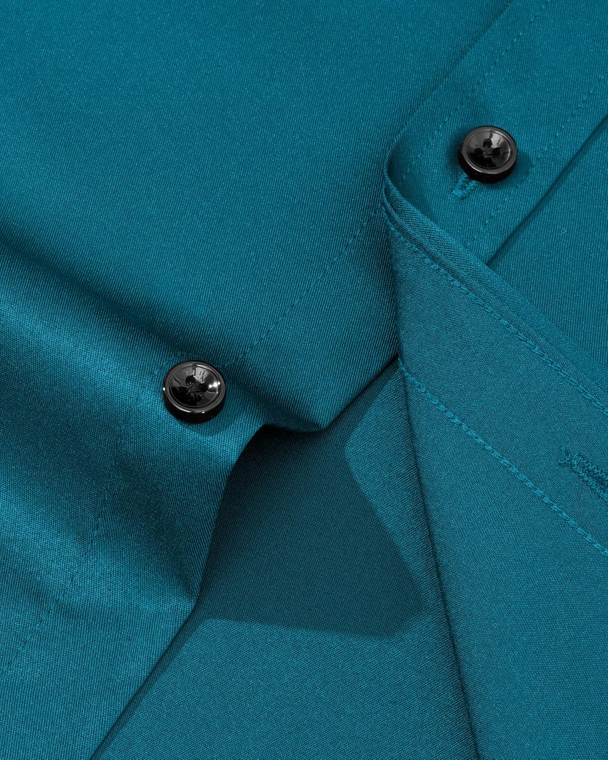 Mens Dress Shirt Long Sleeve Wrinkle Free Stretch Button Down Shirts Teal