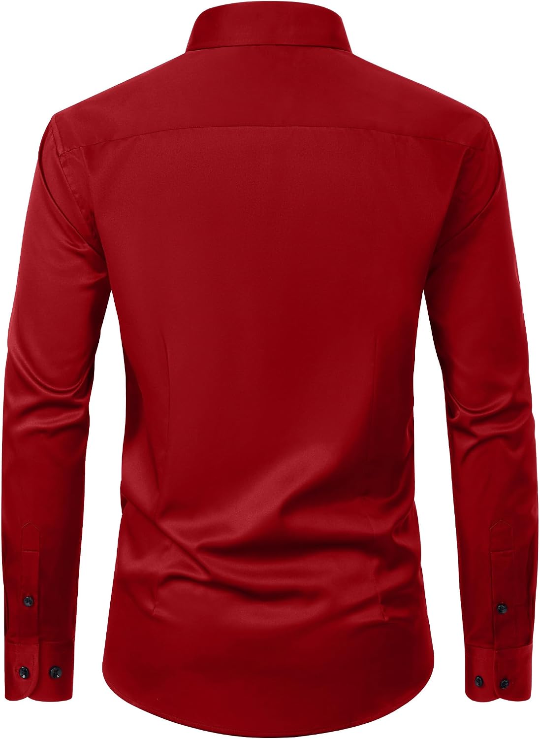Mens Dress Shirt Long Sleeve Wrinkle Free Stretch Button Down Shirts Red