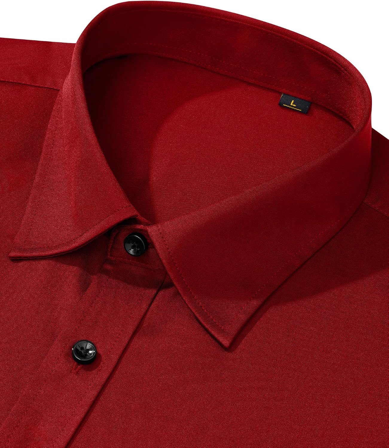 Mens Dress Shirt Long Sleeve Wrinkle Free Stretch Button Down Shirts Red