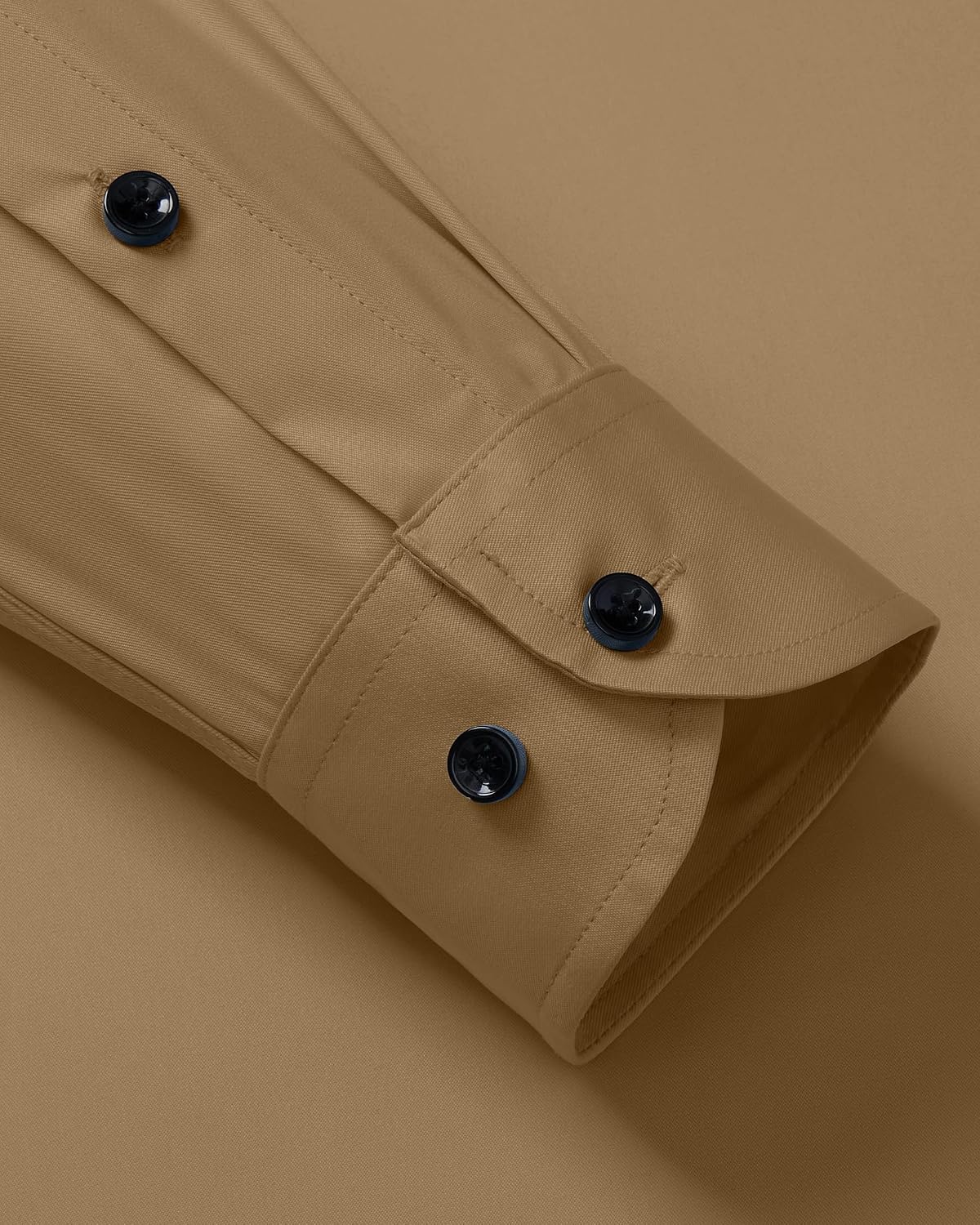 Mens Dress Shirt Long Sleeve Wrinkle Free Stretch Button Down Shirts Khaki