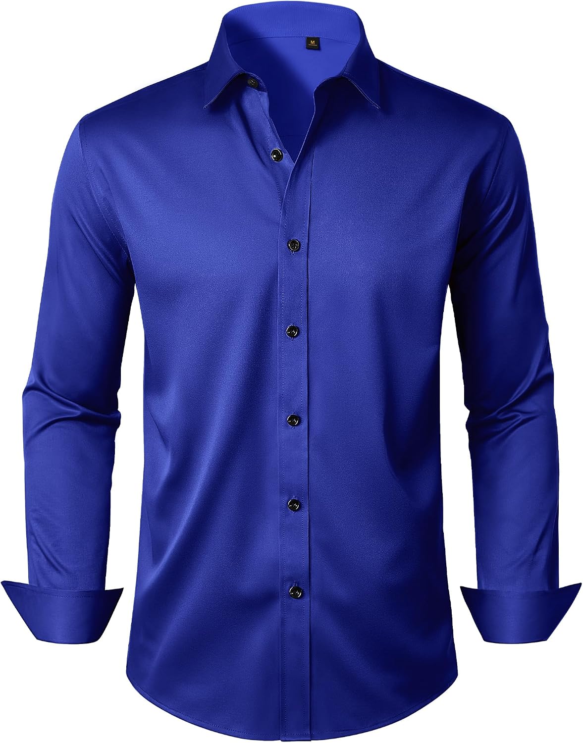 Mens Dress Shirt Long Sleeve Wrinkle Free Stretch Button Down Shirts Royal Blue