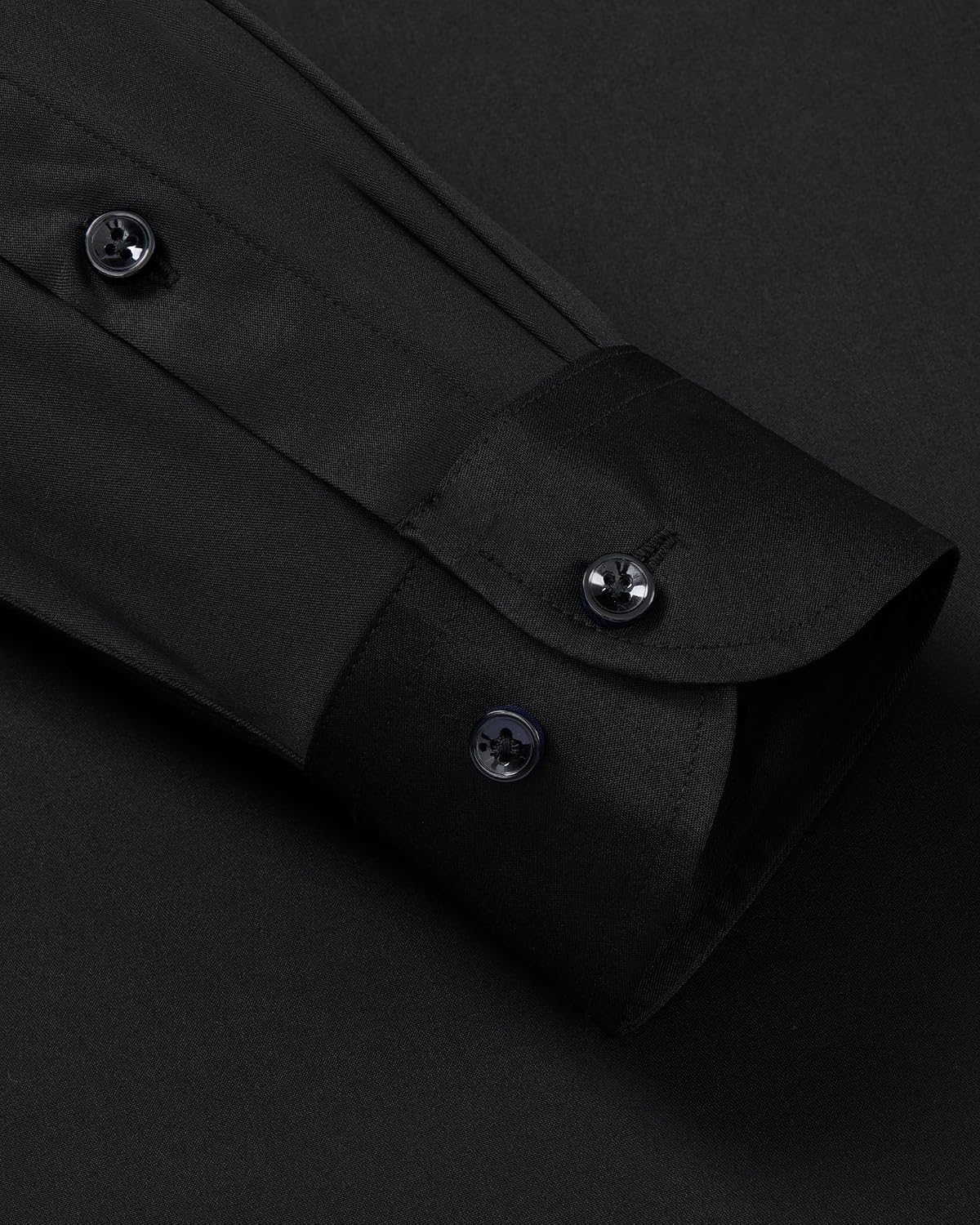 Mens Dress Shirt Long Sleeve Wrinkle Free Stretch Button Down Shirts Black