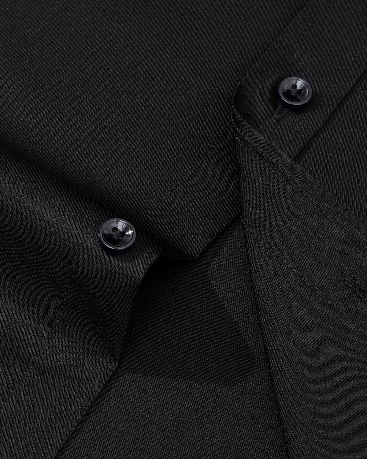 Mens Dress Shirt Long Sleeve Wrinkle Free Stretch Button Down Shirts Black