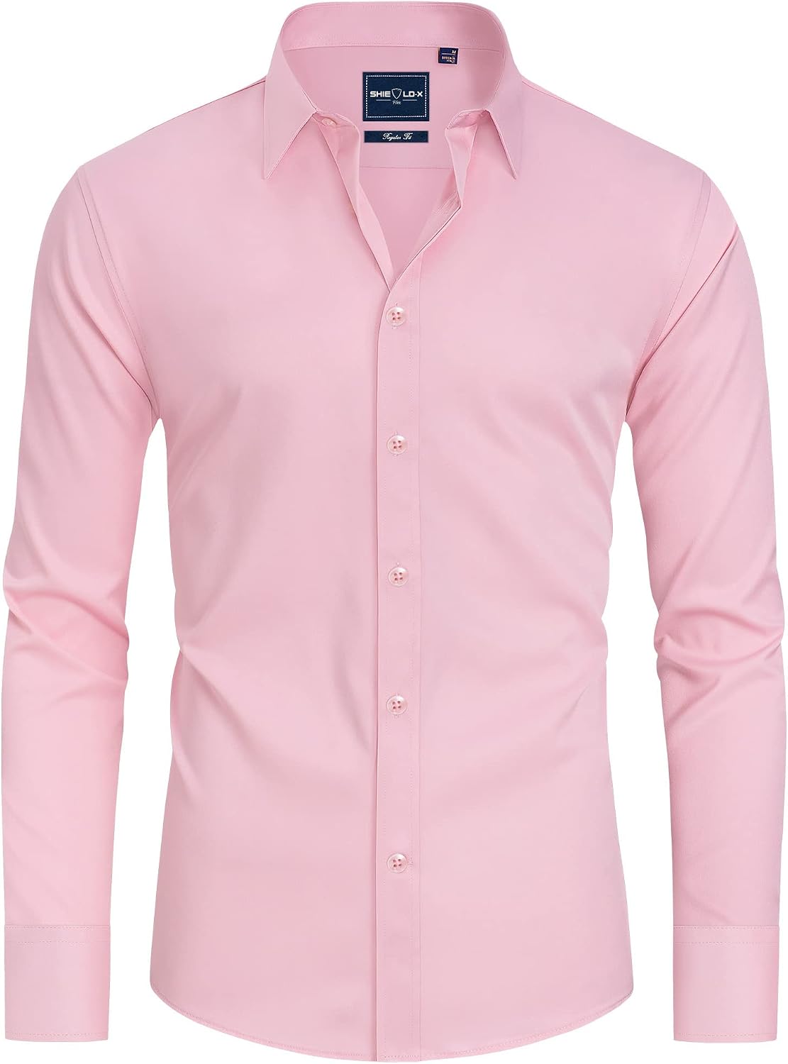 Alimens & Gentle Mens Stain Shield Dress Shirts Slim Fit Button Down Shirt Pink