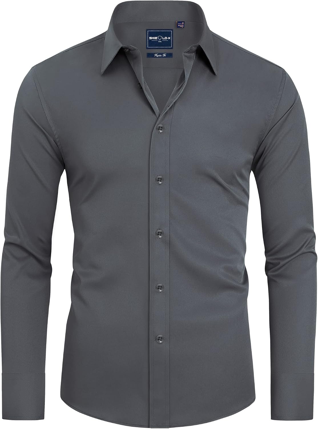Alimens & Gentle Mens Stain Shield Dress Shirts Slim Fit Button Down Shirt Grey