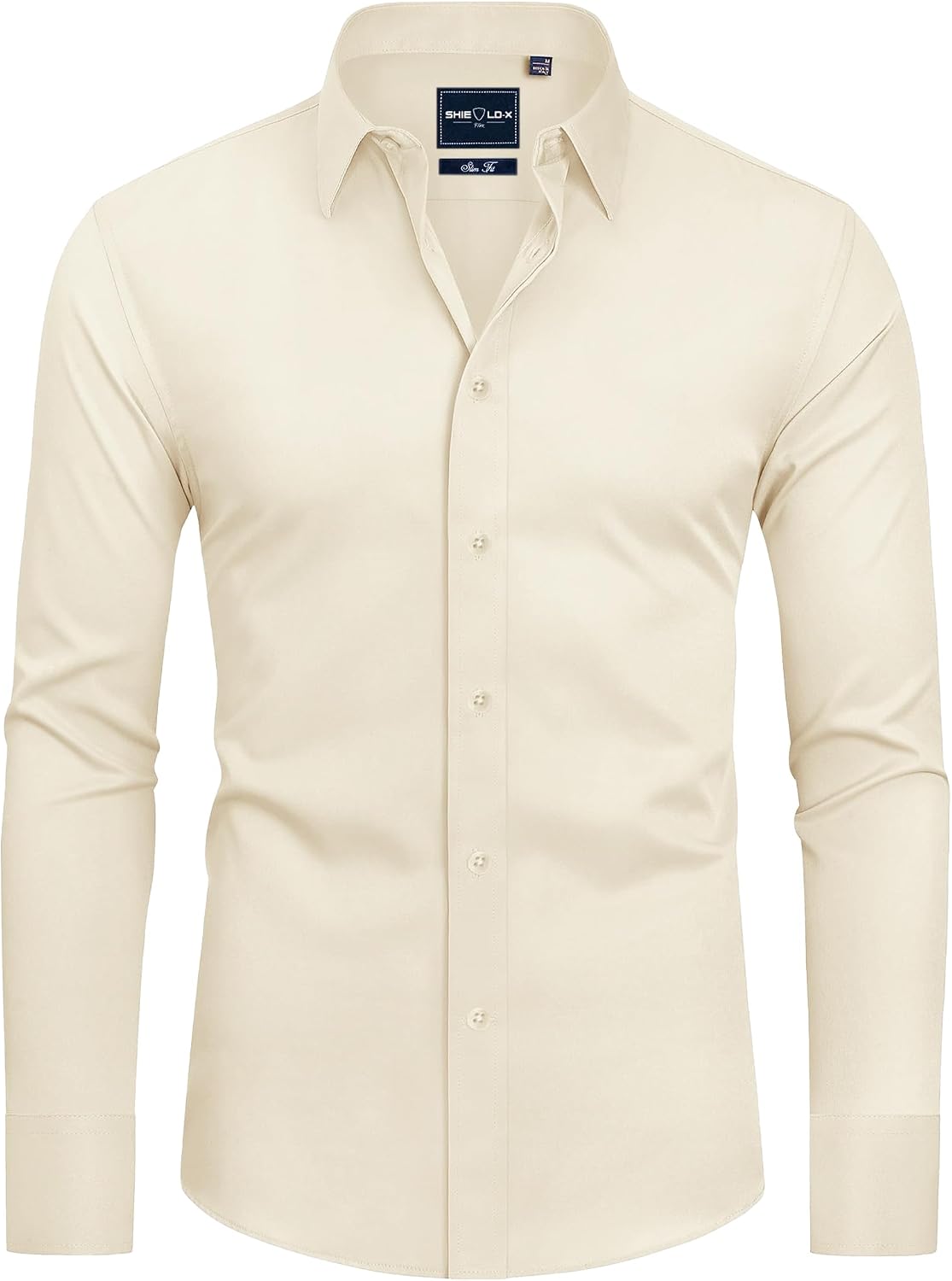 Alimens & Gentle Mens Stain Shield Dress Shirts Slim Fit Button Down Shirt Beige
