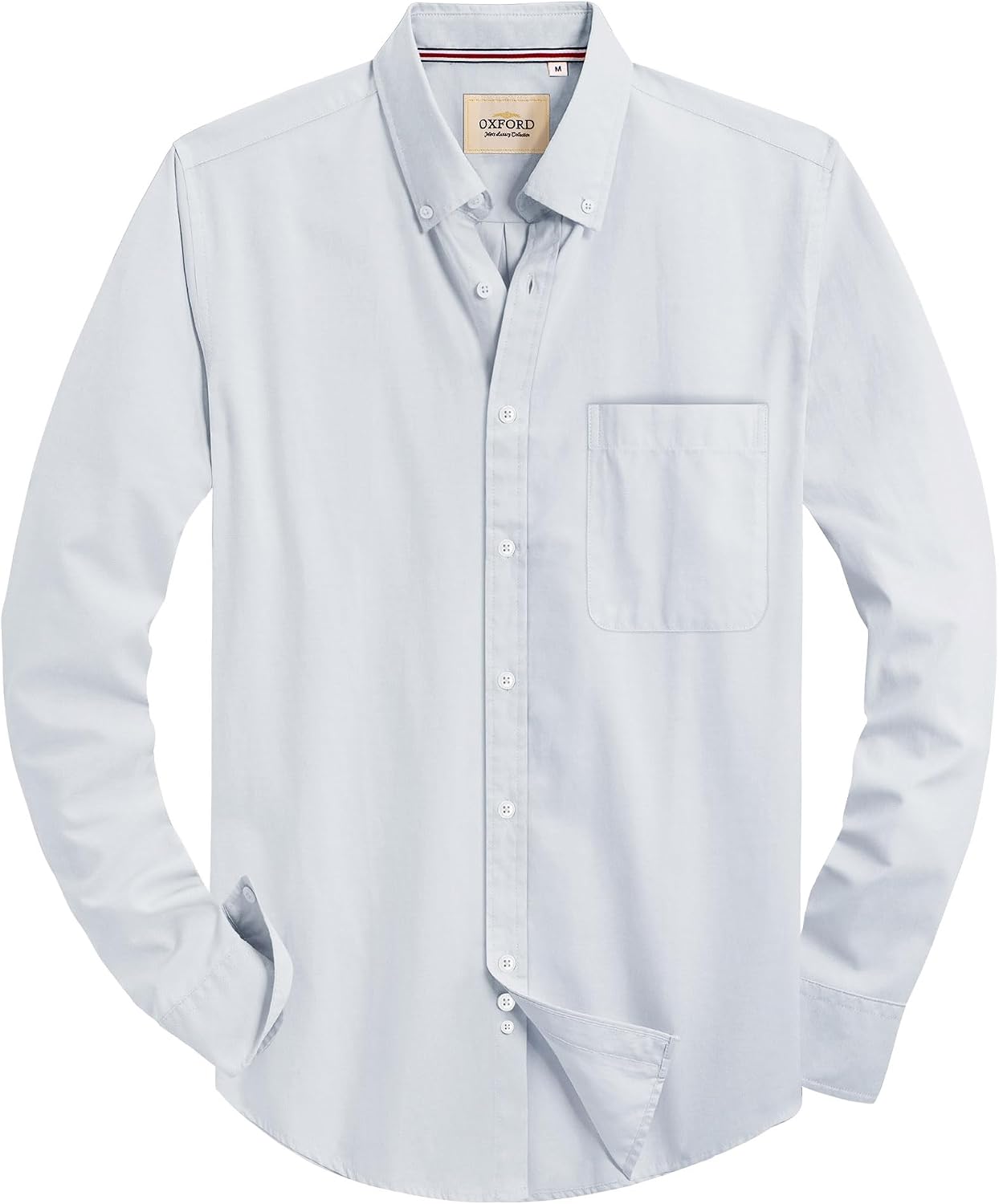 Alimens & Gentle Mens Solid Oxford Shirt Long Sleeve Dress Shirt Work Casual Button Down Shirts with Pocket Anthracite