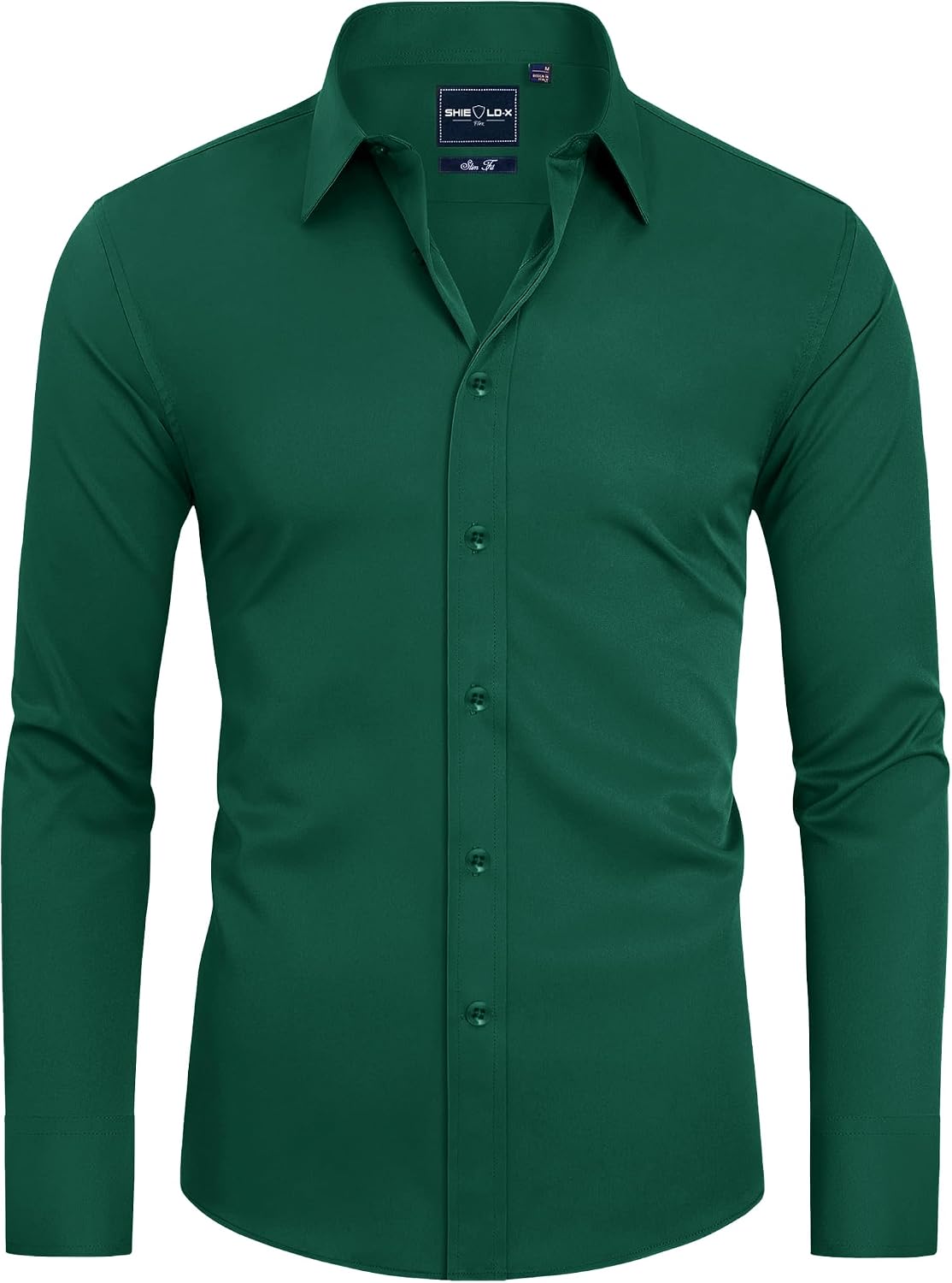 Alimens & Gentle Mens Stain Shield Dress Shirts Slim Fit Button Down Shirt Forest Green