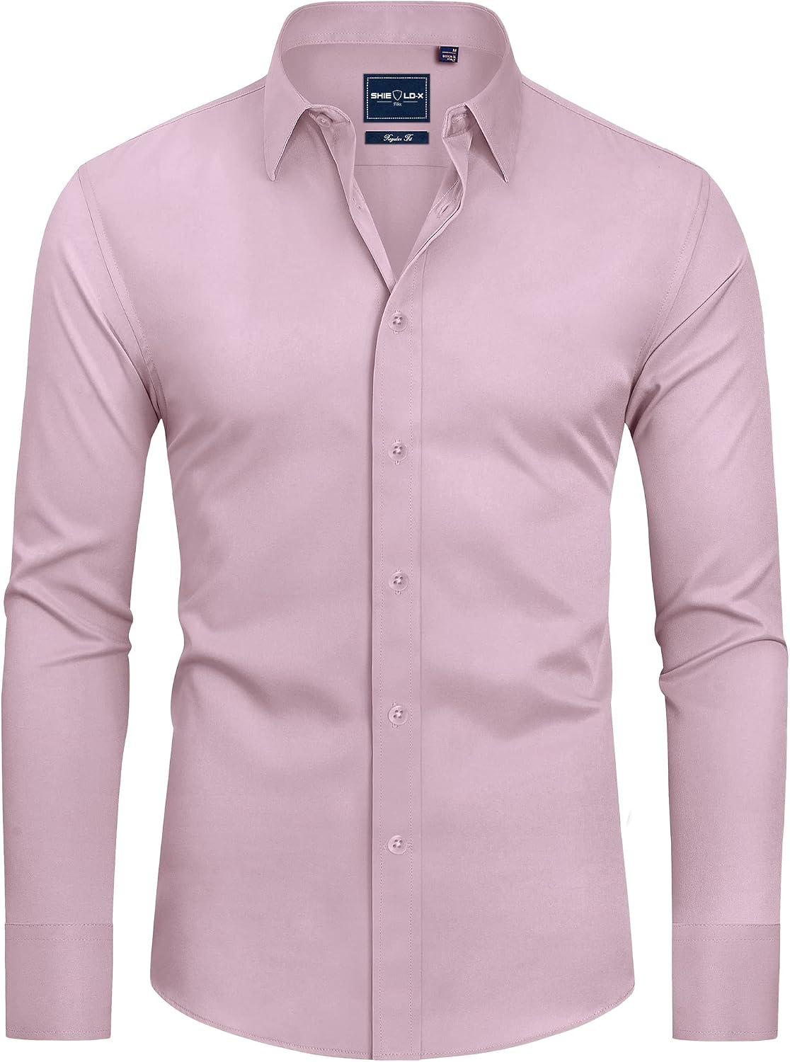 Alimens & Gentle Mens Stain Shield Dress Shirts Slim Fit Button Down Shirt Light Pink