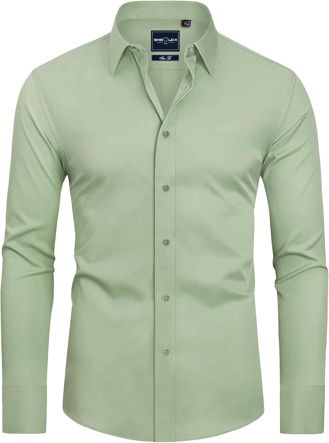 Alimens & Gentle Mens Stain Shield Dress Shirts Slim Fit Button Down Shirt Light Green
