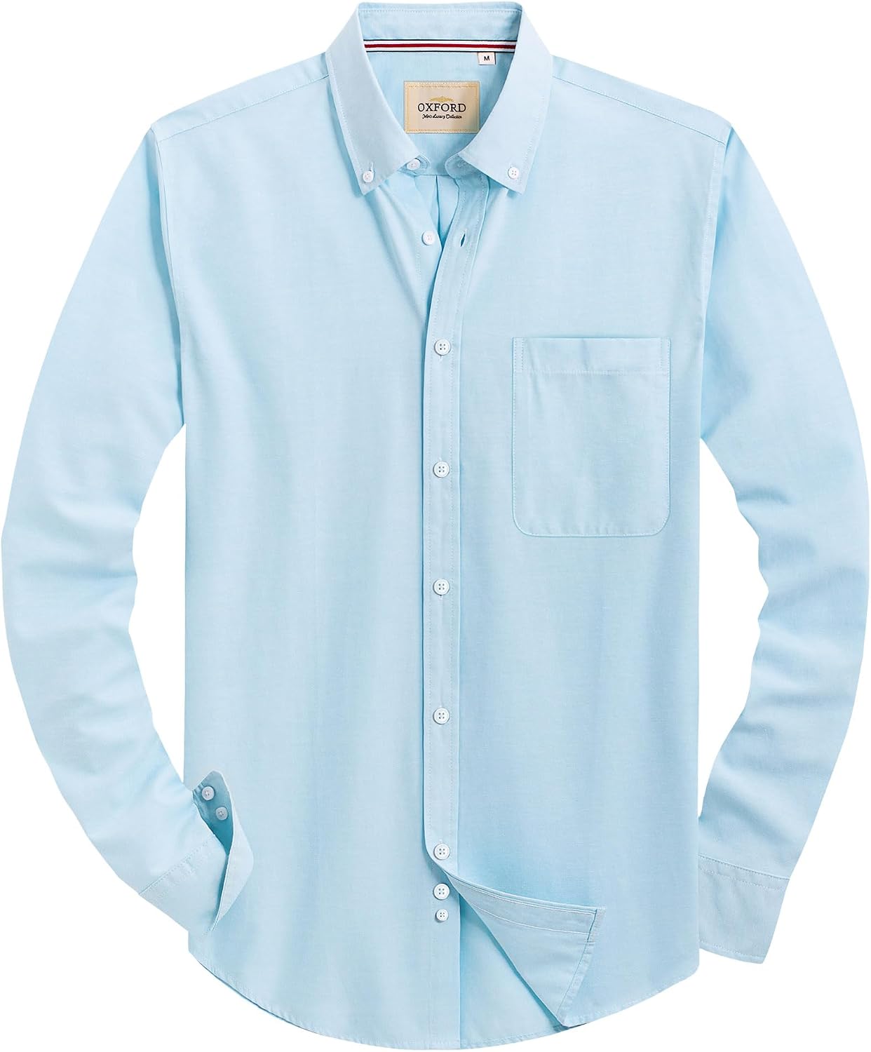 Alimens & Gentle Mens Solid Oxford Shirt Long Sleeve Dress Shirt Work Casual Button Down Shirts with Pocket Aquamarine