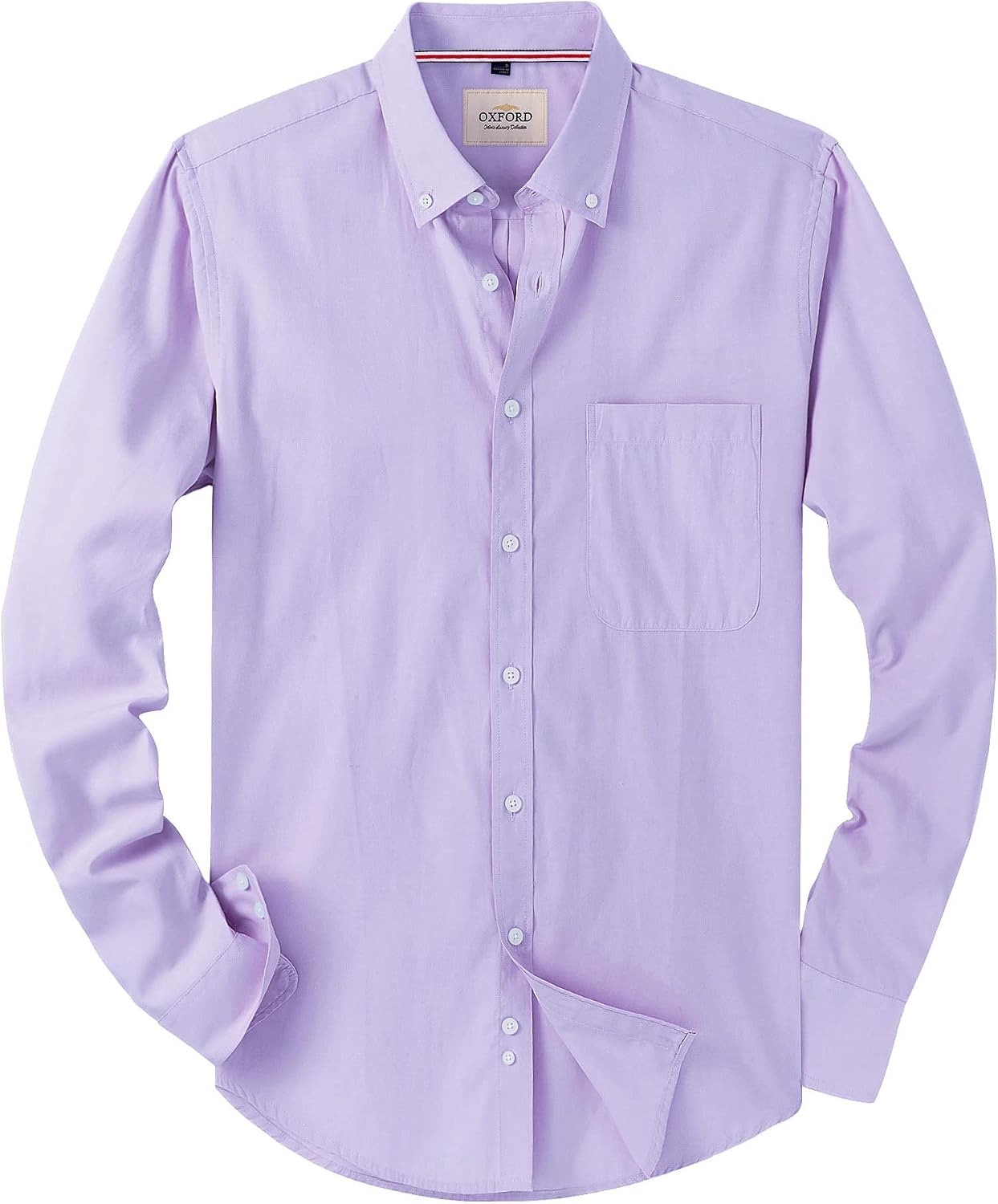 Alimens & Gentle Mens Solid Oxford Shirt Long Sleeve Dress Shirt Work Casual Button Down Shirts with Pocket Purple