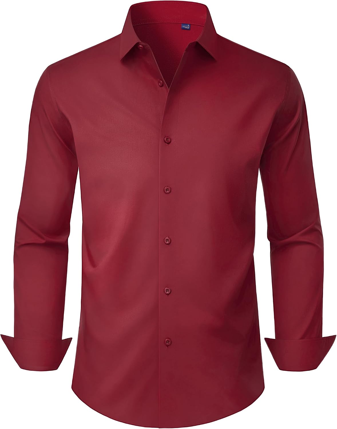 Men’s Dress Shirts Long Sleeve Stretch Wrinkle Free Work Button Down Shirt Burgundy
