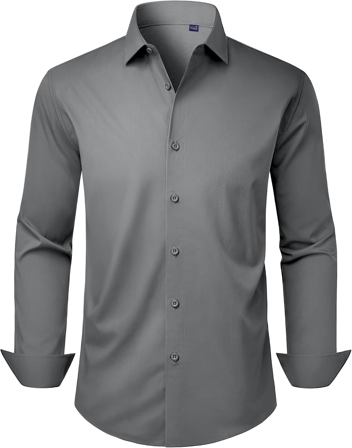 Men’s Dress Shirts Long Sleeve Stretch Wrinkle Free Work Button Down Shirt Grey