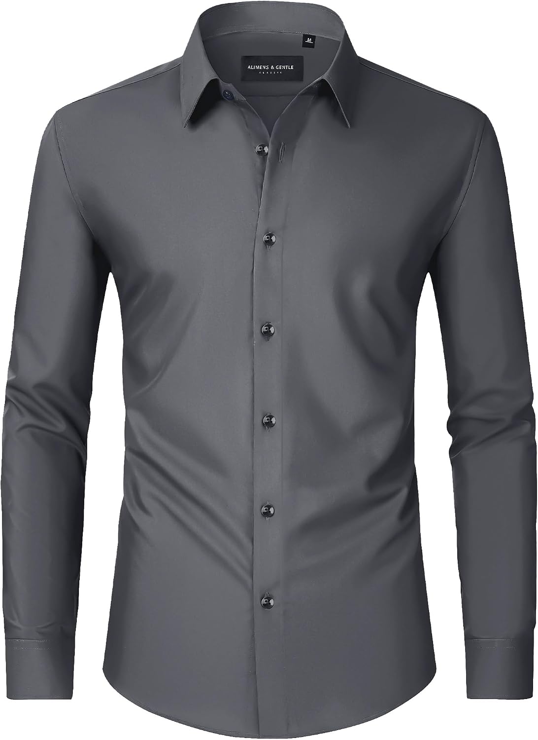 Men's Dress Shirts Long Sleeve Wrinkle Free Business Button Down Shirt Dark Grey