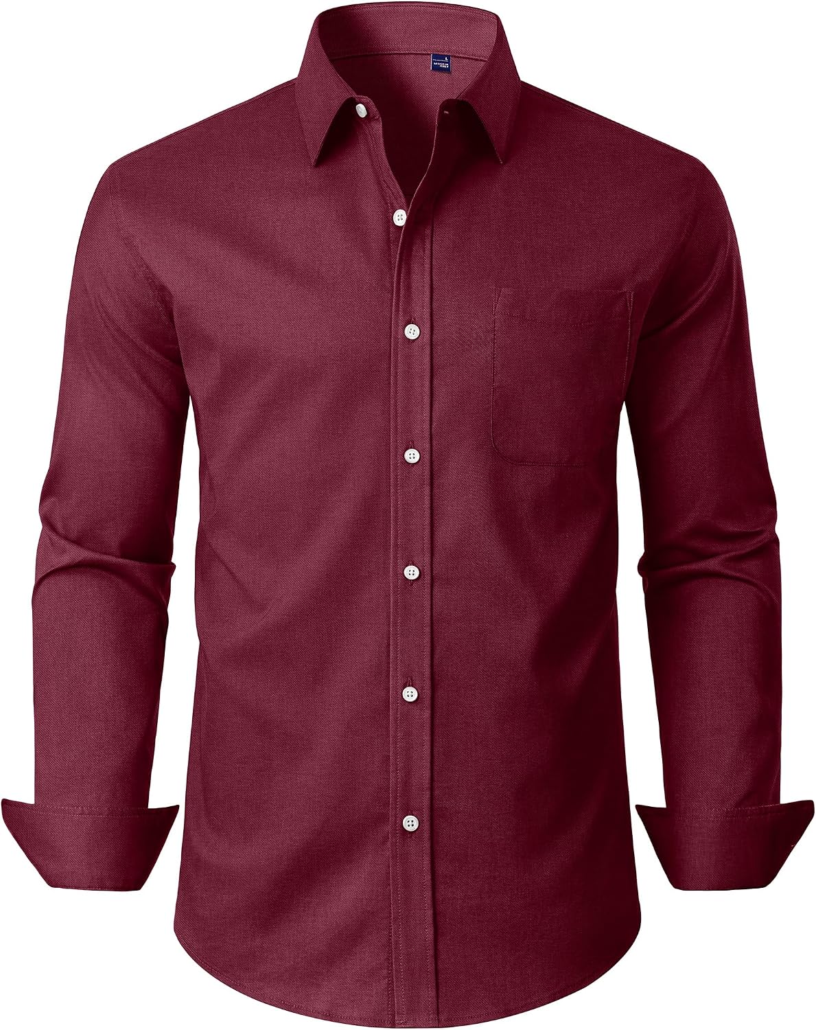Alimens & Gentle Mens Dress Shirt Long Sleeve Button Down Shirt with Pocket Burgundy