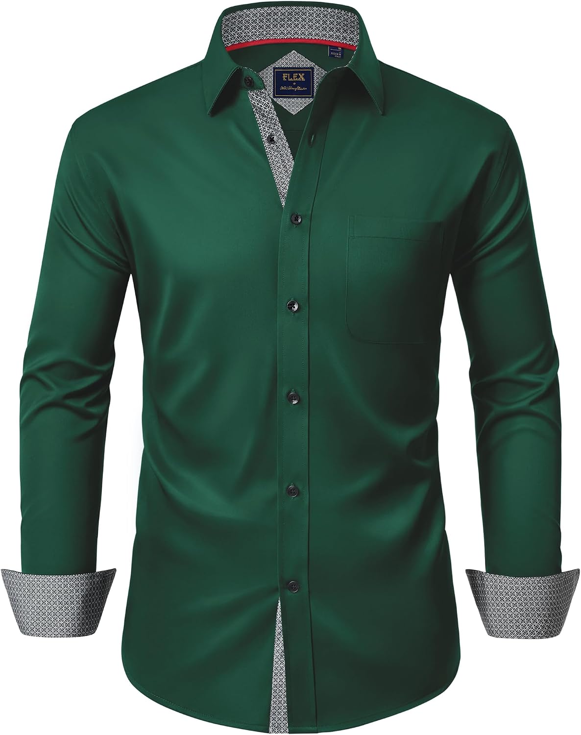 Mens Dress Shirt Long Sleeve Wrinkle Free Button Down Shirt Business Casual Green