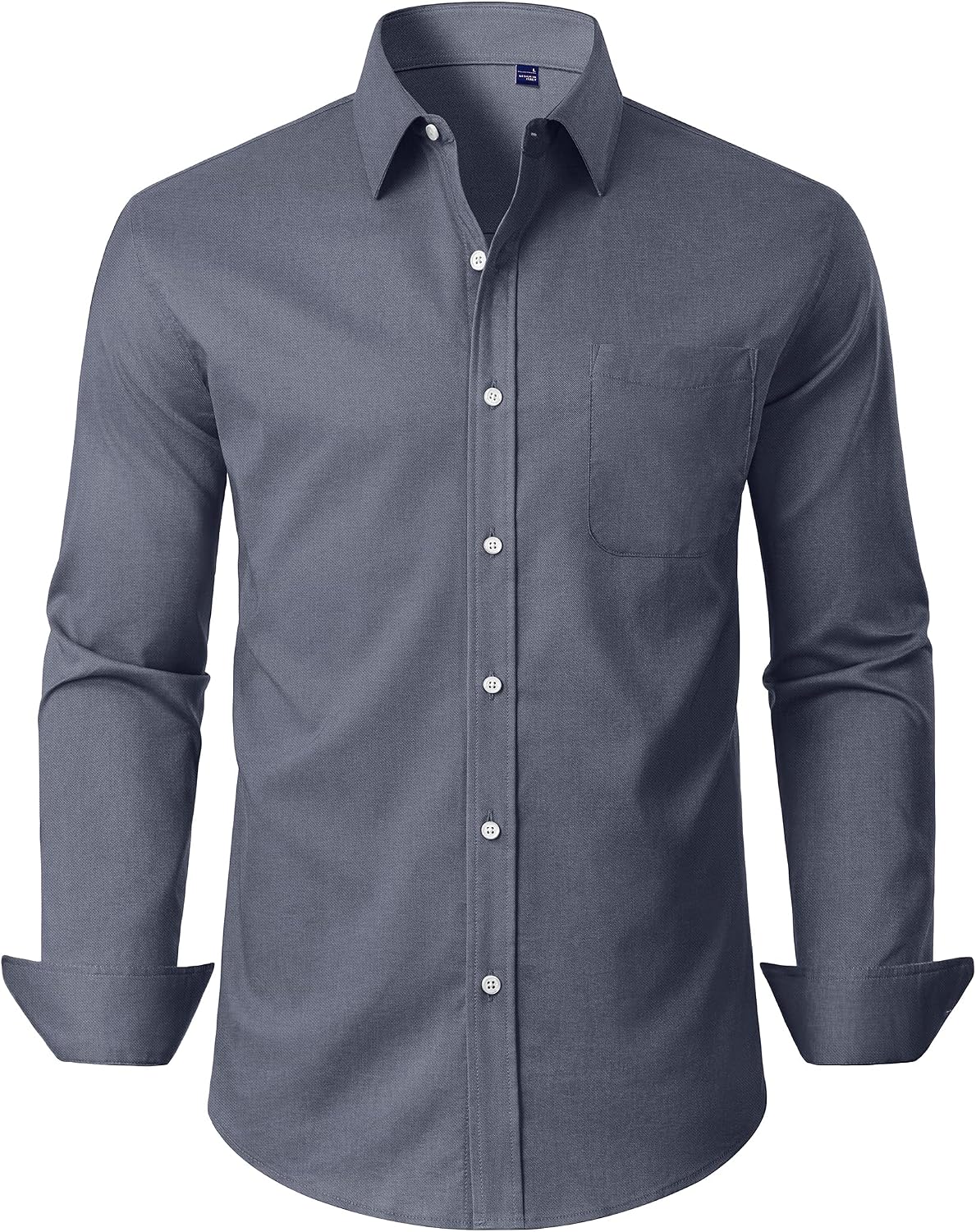 Alimens & Gentle Mens Dress Shirt Long Sleeve Button Down Shirt with Pocket Grey
