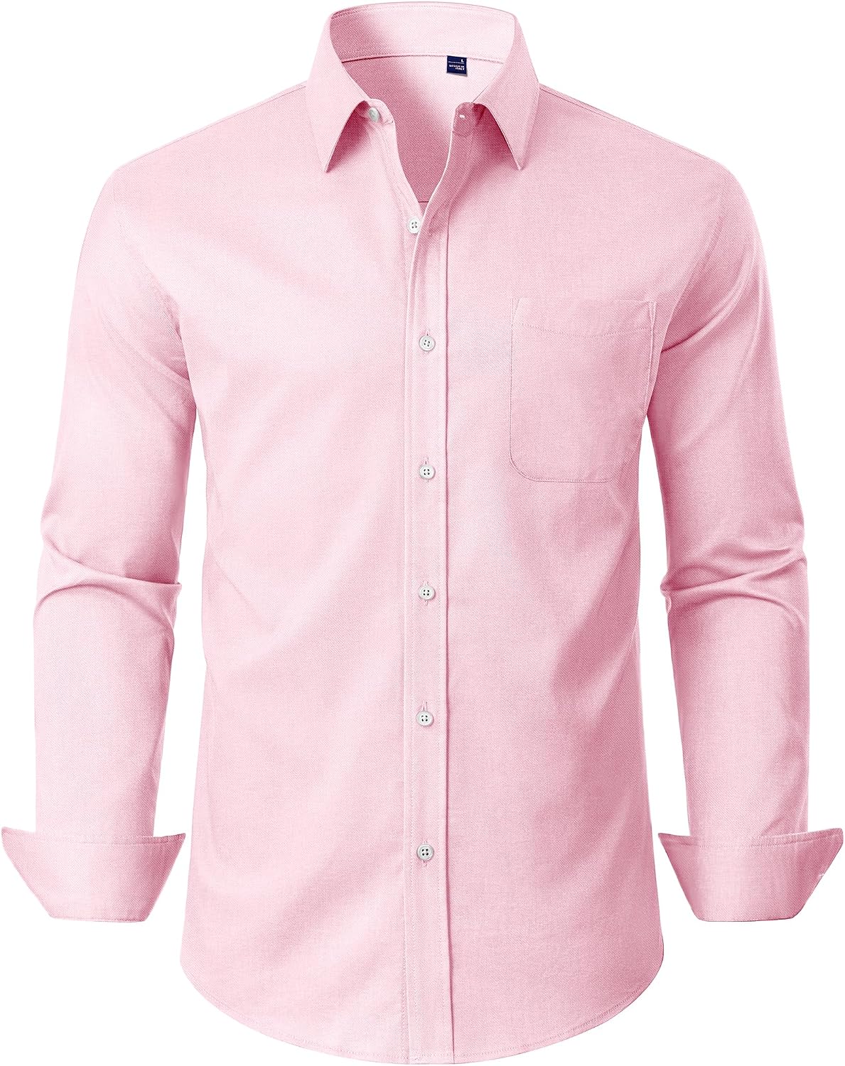Alimens & Gentle Mens Dress Shirt Long Sleeve Button Down Shirt with Pocket Light Pink
